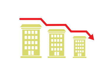 Fototapeta premium Property market bubble illustration with houses and chart