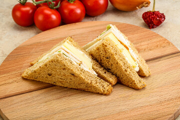 Club sandwich with chicken and cheese