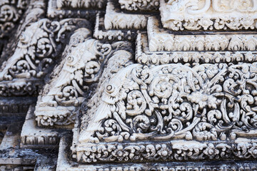 Close-up architectural details of Thai temple