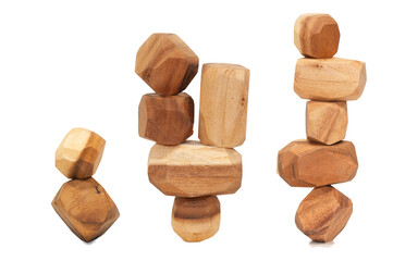 Balance wooden block brain training, concentration game with clipping path.