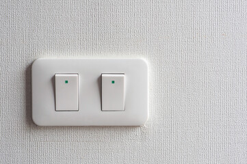 Electrical switch turn off on wall, technology in house.