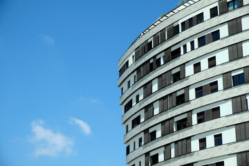 Modern apartment buildings exteriors, in sunny day