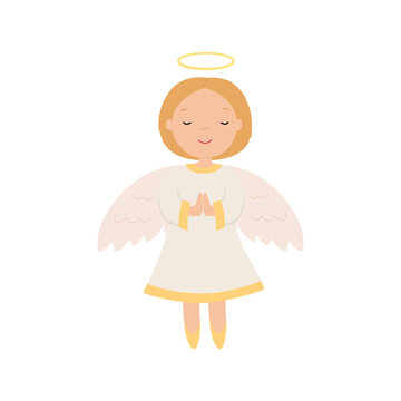 Cartoon angel. Vector illustration isolated on white background.