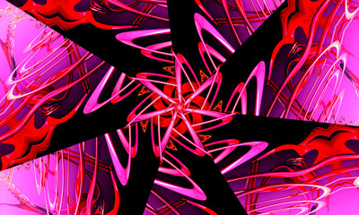 Paint strokes kaleidoscope. Abstract. Illustration. Fractal Wallpaper on your desktop.