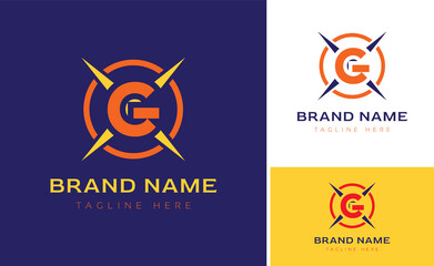 Creative Logo using letters G, X, O for brand business using colors Orange, Blue and Yellow with logo variations of branding designs