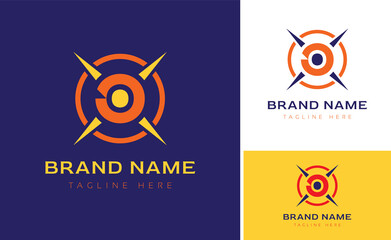 Creative Logo using letters X, O for brand business using colors Orange, Blue and Yellow with logo variations of branding designs