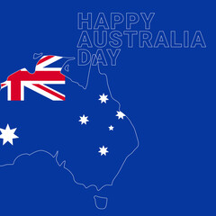 Obraz na płótnie Canvas Happy Australia day. Map of Australia with flag. Vector illustration.