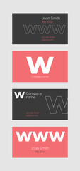 Modern and Elegant set of Business Cards. Design template. Pink and black