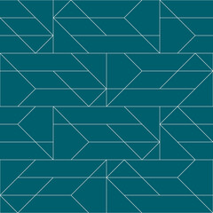 Seamless geometric pattern on green background. Vector seamless pattern. Geometric background with rhombus and nodes.