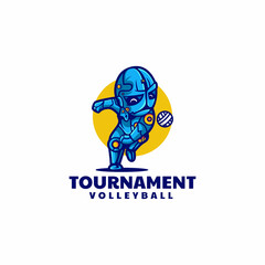Vector Logo Illustration Volleyball Tournament Simple Mascot Style.