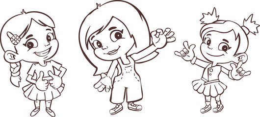 Little girl symbol icon shows gesture class, cool