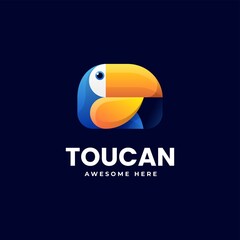 Vector Logo Illustration Toucan Gradient Colorful Style.