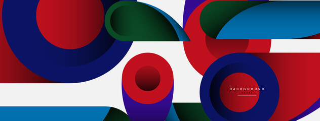 Abstract background. Minimal geometric circles and round style shapes with deep shadow effects. Trendy technology business template for wallpaper banner or background