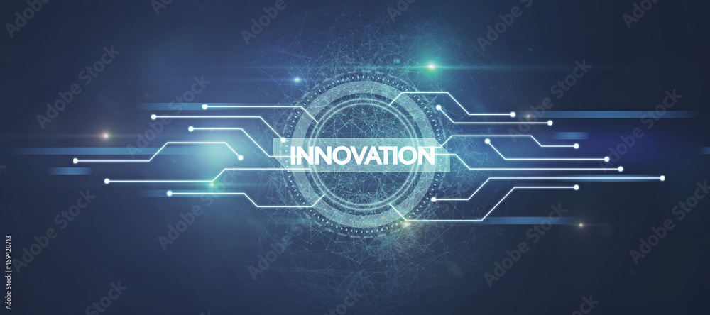 Poster Abstract glowing polygonal hologram circuit on gray background. Innovation and future concept. 3D Rendering.