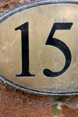 Written Wording in Distressed Typography Found Number Fifteen 15