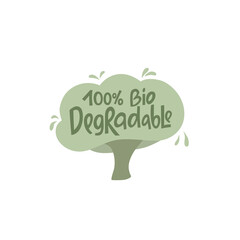 Biodegradable handwritten sign of eco friendly, natural and organic labels for print packaging compostable, sustainable products. Lettering stock illustration isolated on white background. 