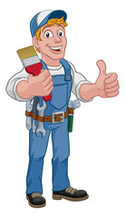 Painter Decorator Paintbrush Handyman Cartoon Man