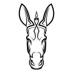 Fototapeta na wymiar Black and white line art of donkey head. Good use for symbol, mascot, icon, avatar, tattoo, T Shirt design, logo or any design