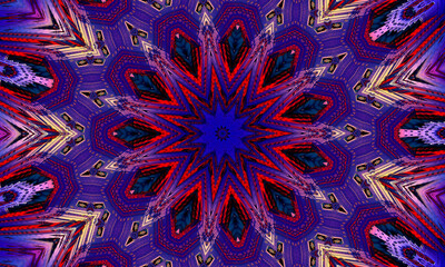 Purple Star kaleidoscope background. Beautiful multicolor kaleidoscope texture. Unique kaleidoscope design, unique shape, wonderful texture, purple abstract pattern