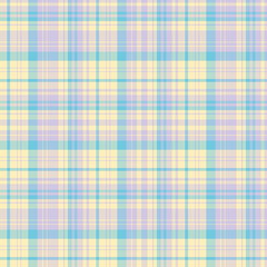 Seamless pattern in pastel yellow, light blue and lilac colors for plaid, fabric, textile, clothes, tablecloth and other things. Vector image.