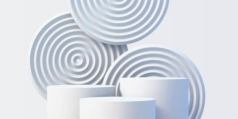 Obraz premium 3d white product podium mock up background for presentation with abstract white background, 3d rendering