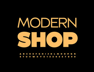 Obraz premium Vector business logo Modern Shop. Stylish modern Font. Artistic set of Alphabet Letters and Numbers