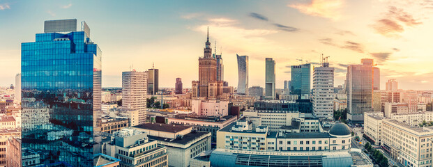 Warsaw, Poland panorama - obrazy, fototapety, plakaty