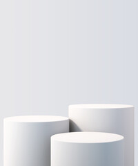 3d white product podium mock up background for presentation with white background, 3d rendering