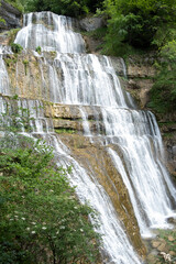 Cascades du Herisson in summertime in Jura region