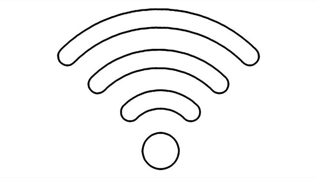 Wifi signal icon animation outline the best object on white background. Animated icon of Wi-Fi on isolated background. Wi-Fi signal concept.