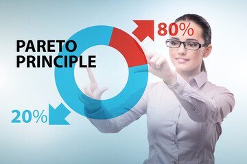 Businesswoman in pareto rule illustration