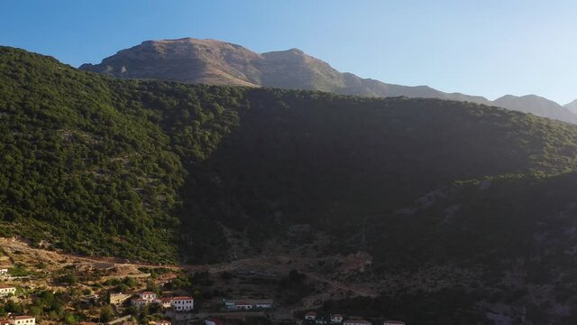 Drone Albania Vuno Traditional Village Landscape 4K Day South West Side Beautiful Scenery