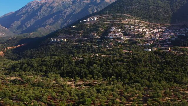 Drone Albania Vuno Traditional Village Landscape 4K Day South West Side Beautiful Scenery