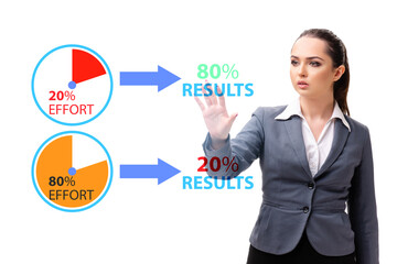 Businesswoman in pareto rule illustration