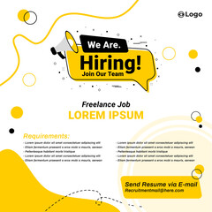 Recruitment advertising template. Recruitment Poster, Job hiring poster, social media, banner, flyer. Digital announcement job vacancies layout - obrazy, fototapety, plakaty