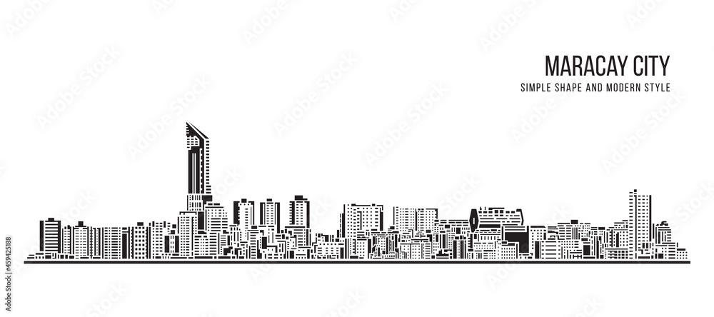 Wall mural cityscape building abstract simple shape and modern style art vector design - maracay city