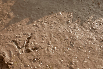 View of textured ground mud outdoors on sunny day