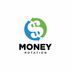 Dollar Sign Rotation Logo Vector, Circle Dollar and Arrow Logo Design, Logo for Business Money Investment