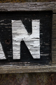 Written Wording in Distressed Typography Found Letter N