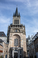 Fototapeta na wymiar Aachen Cathedral with pointed towers