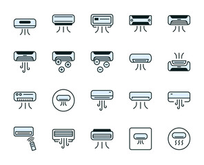 Conditioner icon set. Collection of high-quality color outline logo for web site design and mobile apps. Vector illustration on a white background.