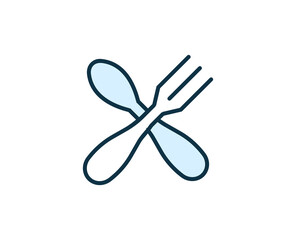 Fork and spoon line icon. High quality outline symbol for web design or mobile app. Thin line sign for design logo. Color outline pictogram on white background