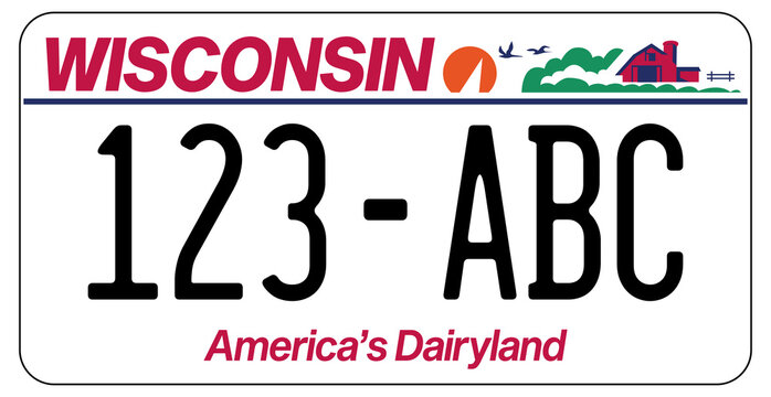 vehicle licence plates marking in Winconsin in United States of America