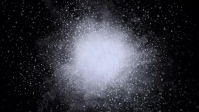 Exploding snowball motion graphics with night background