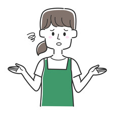 残念そうなエプロンをつけた店員