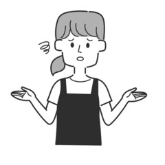 残念そうなエプロンをつけた店員