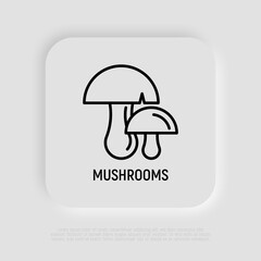 Mushrooms thin line icons. Modern vector illustration.