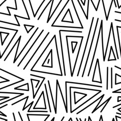 Seamless abstract black pattern on white background. Vector doodle image. Graphic triangles  ornament.