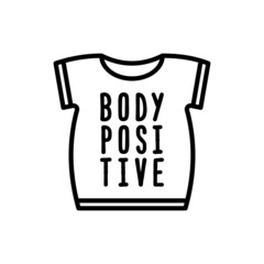 Body positive thin line icon, plus size t-shirt. Modern vector illustration.