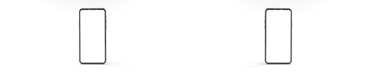 3D rendering of mockups Smartphones white screen on white floor, Mobile phone lay down on the ground. Smartphones white screen can be used for commercial advertising, Isolated on white background.